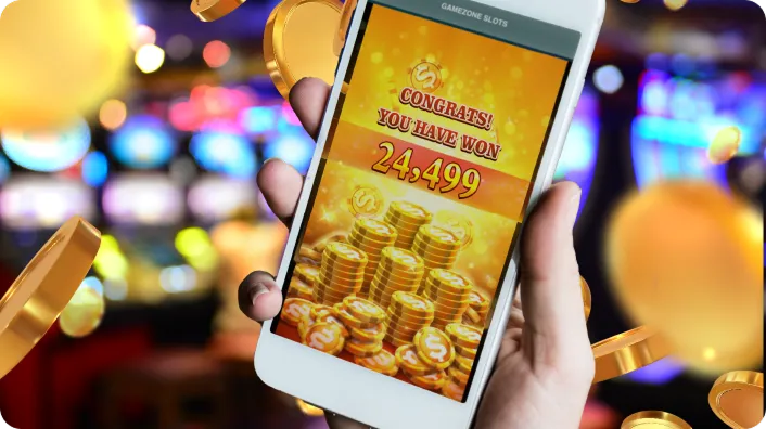 Mobile phone displaying a game download icon